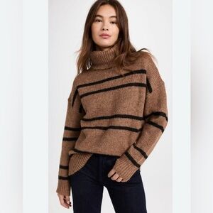 Line & Dot Veronica Sweater Women’s Size XS Brown Black Turtleneck Wool Blend‎